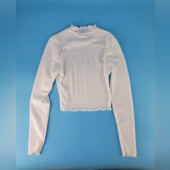 Shein Junior Teens Mock Neck Crop Top Long Sleeve Size Small  White - Picture 8 of 9